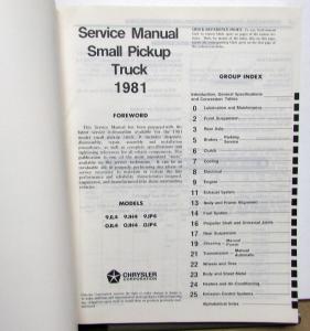1981 Dodge Ram 50 Truck & Arrow Dealer Service Shop Repair Manual Small Pickup
