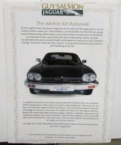 1988 Jaguar 50 Year Series Jubilee XJS Cabrolet Dealer Letter Sale Brochure Orig