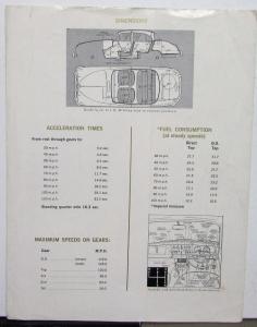 1960 Jaguar 3.8 Sedan Sales Brochure Specifications Sheet Original