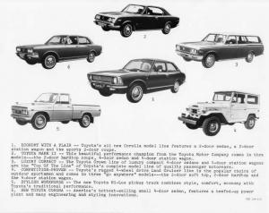 1971 Toyota Cars Press Photo 0049 - Corolla Mark II Crown Land Cruiser HiLux