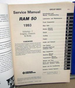 1993 Dodge Ram 50 Truck Dealer Service Shop Repair Manual Set Pickup