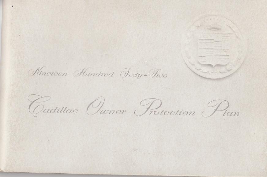1962 Cadillac Owners Protection Plan Series 62 Sixty-Special Fleetwood DeVille