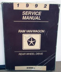 1992 Dodge Ram Van Wagon Dealer Service Shop Repair Manual Rear Wheel Drive