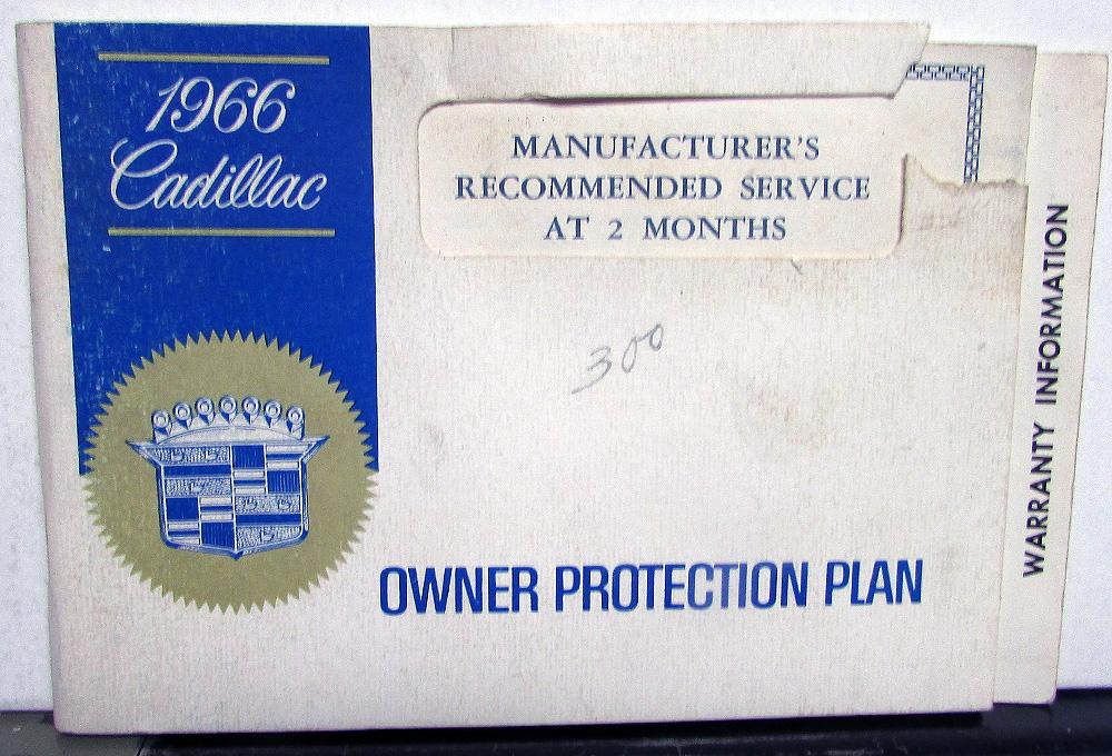 1966 Cadillac Owners Protection Plan Calais DeVille Fleetwood Eldorado 60 75 66