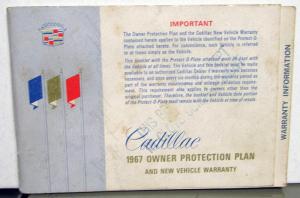 1967 Cadillac Owners Protection Plan DeVille Eldorado 60 75 W/Protect-O-Plate
