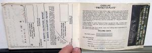 1967 Cadillac Owners Protection Plan DeVille Eldorado 60 75 W/Protect-O-Plate
