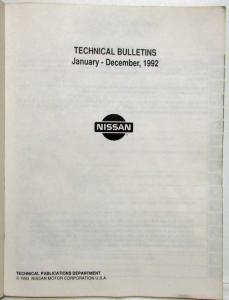 1992 Nissan Technical Bulletins Manual Including Recalls