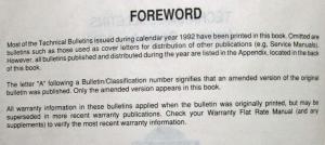 1992 Nissan Technical Bulletins Manual Including Recalls