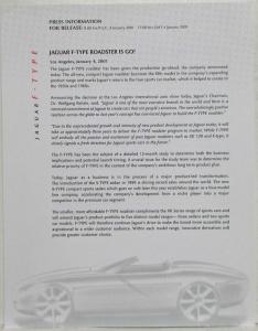 2001 Jaguar F-Type Media Press Kit - Jaguar F-Type Roadster is Go!