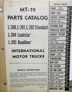 1949 1950 1951 1952 International Truck L 200 201 202 204 205 Parts Book