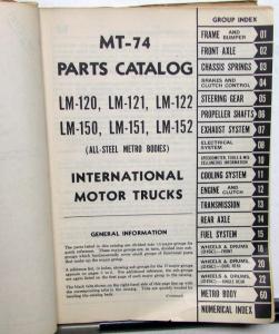 1949 1950 1951 1952 International Metro LM 120 121 122 150 151 152 Parts Book