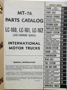 1949 1950 1951 1952 International Trucks LC 150 161 162 Parts Book