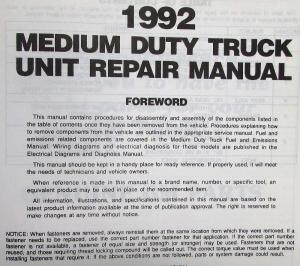 1992 GMC/Chevrolet Medium-Duty Truck Unit Repair Service Shop Manual