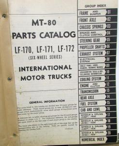 1949 1950 1951 1952 International Trucks LF 170 171 172 Parts Book