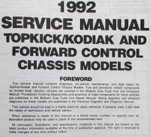 1992 GMC TopKick Chevrolet Kodiak and Medium Duty Forward Control Service Manual