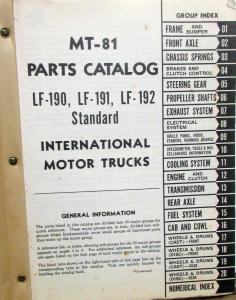 1949 1950 1951 1952 International Trucks LF 190 191 192 Six Wheel Parts Book