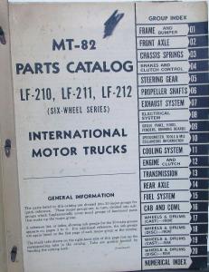 1949 1950 1951 1952 International Trucks LF 210 211 212 Six Wheel Parts Book