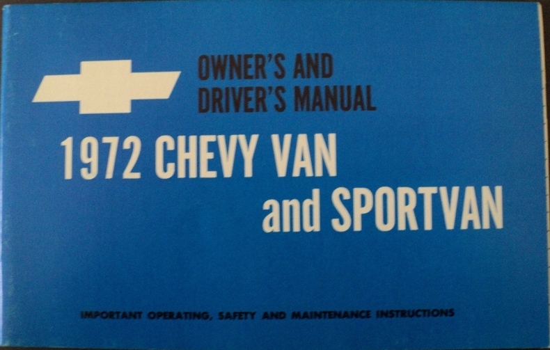 1972 Chevrolet Van Sportvan Owners Manual Pass Cargo G Series