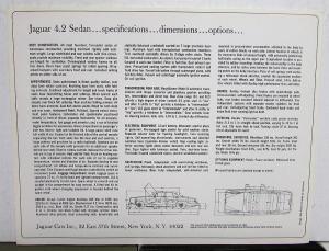 1965 Jaguar 4.2 Sedan Sales Brochure Original