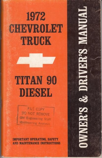 1972 Chevrolet Titan 90 Diesel Truck Owners Drivers Manual