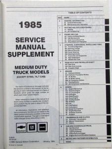 1985 GMC Medium Duty Truck Service Shop Repair Manual Supplement