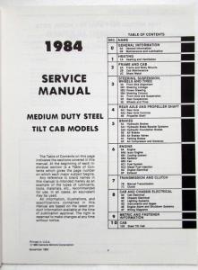 1984 GMC Forward Service Shop Repair Manual
