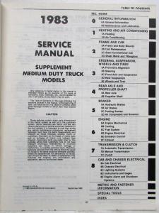 1983 GMC Medium Duty Truck Service Shop Repair Manual Supplement