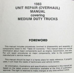 1983 GMC Medium Duty Truck Unit Repair Service Shop Manual