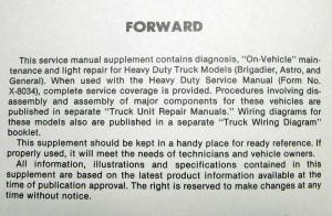 1982 GMC Heavy Duty Truck Models Service Shop Repair Manual Supplement