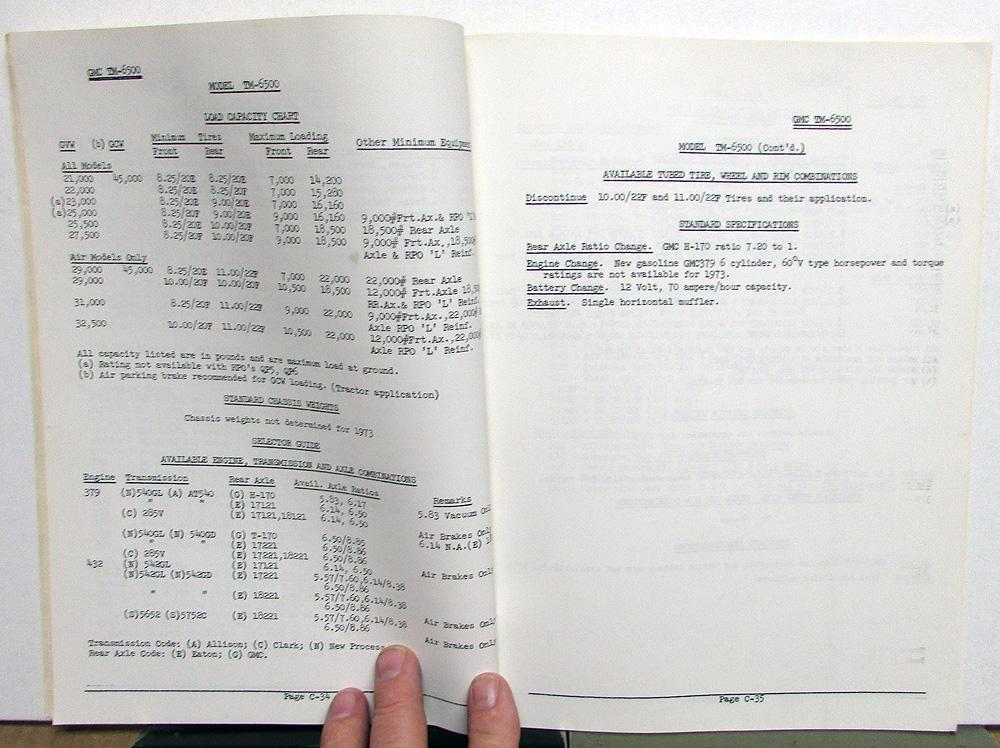 1973 GMC Truck Advance Specifications Part C Medium HD Conventional