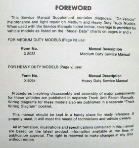 1981 GMC Medium/Heavy Duty Truck Models Service Shop Repair Manual Supplement