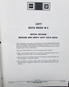 1977 GMC Medium/Heavy Duty Trucks Data Book B-1 Dealer Reference Facts Options