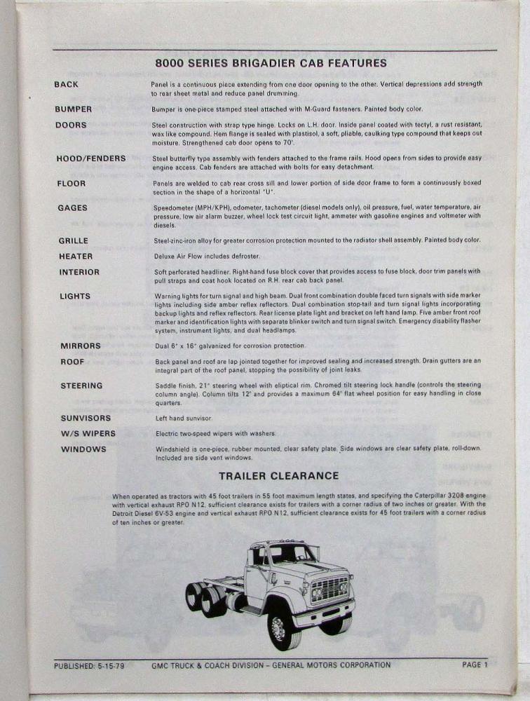 1980 GMC Heavy Duty Trucks Data Book Advance Confidential Copy