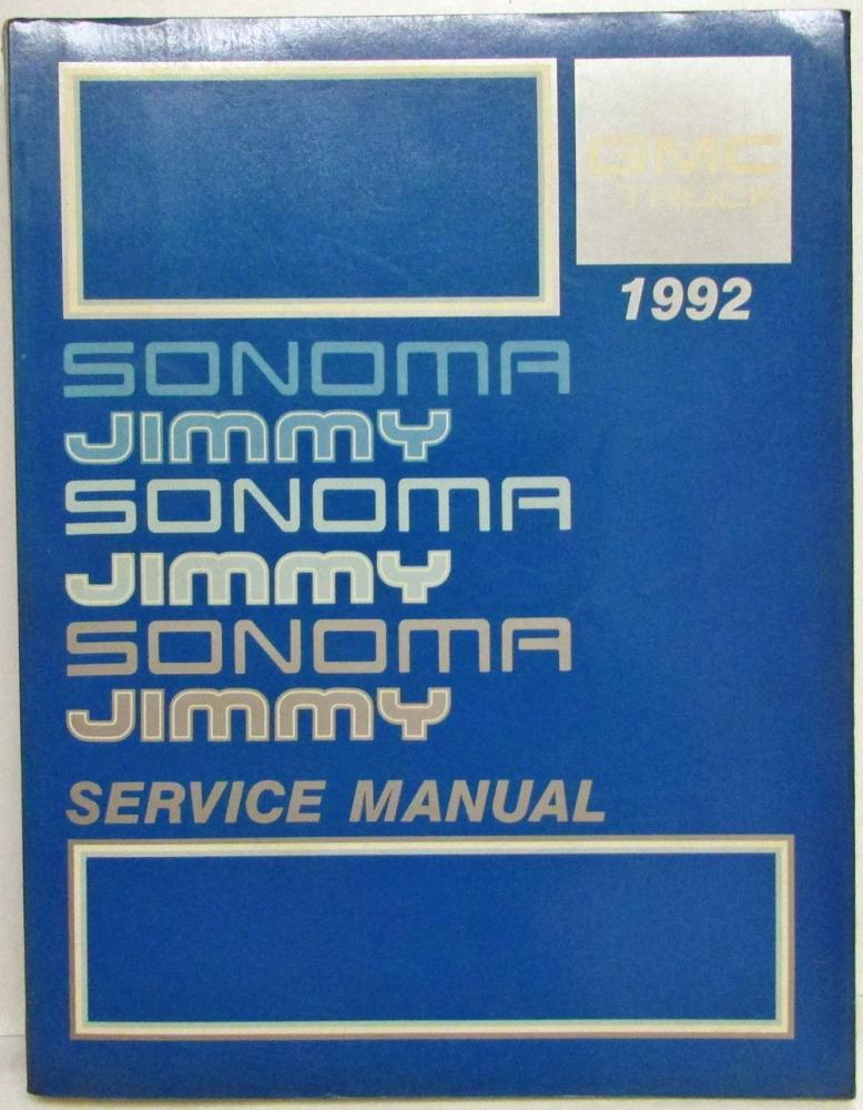 1992 GMC Sonoma and Jimmy Service Shop Repair Manual