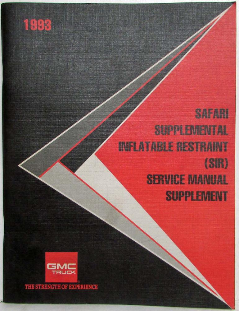 1992 GMC Safari Supplemental Inflatable Restraint Service Shop Manual Supplement
