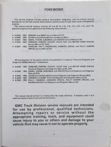 1993 GMC Lt Duty Truck Fuel and Emissions Service Manual Driveability - EFI Gas