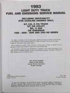 1993 GMC Lt Duty Truck Fuel and Emissions Service Manual Driveability - EFI Gas