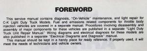 1991 GMC Sierra Pickup Truck 1500 2500 3500 Models Service Shop Repair Manual