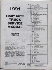 1991 GMC Light Truck S/T Models Service Shop Repair Manual - Sonoma S-15 Jimmy
