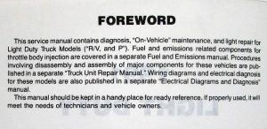 1991 GMC Light Duty Truck R/V P Models Service Shop Manual - Jimmy Suburban P3