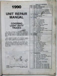 1990 GMC Light Duty Truck Unit Repair Service Shop Manual