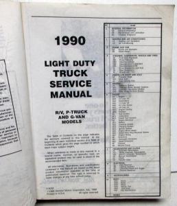 1990 GMC Light Duty Truck R/V G P Models Service Shop Manual - Pickup Jimmy