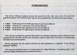 1990 GMC Light Duty Truck Fuel & Emissions Service Manual Driveability - FI Gas