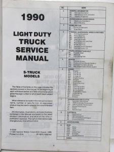 1990 GMC Light Truck S/T Models Service Shop Repair Manual - Sonoma S-15 Jimmy