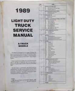 1989 GMC Light Duty Truck S/T Models Service Shop Manual - Sonoma S-15 Jimmy