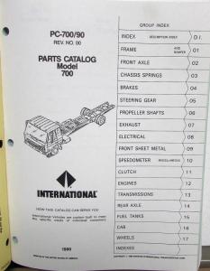 1990 International Truck 700 Models PC-700/90 Parts Catalog Manual