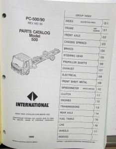 1990 International Truck 500 Models PC-500/90 Parts Catalog Manual