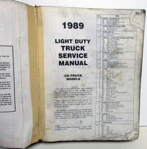 1989 GMC Light Duty Truck C/K Models Service Shop Repair Manual Pickup