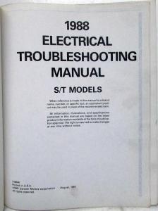 1988 GMC Truck S/T Models Electrical Troubleshooting Manual - Sonoma S-15 Jimmy
