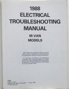 1988 GMC M-Van Models Electrical Troubleshooting Manual